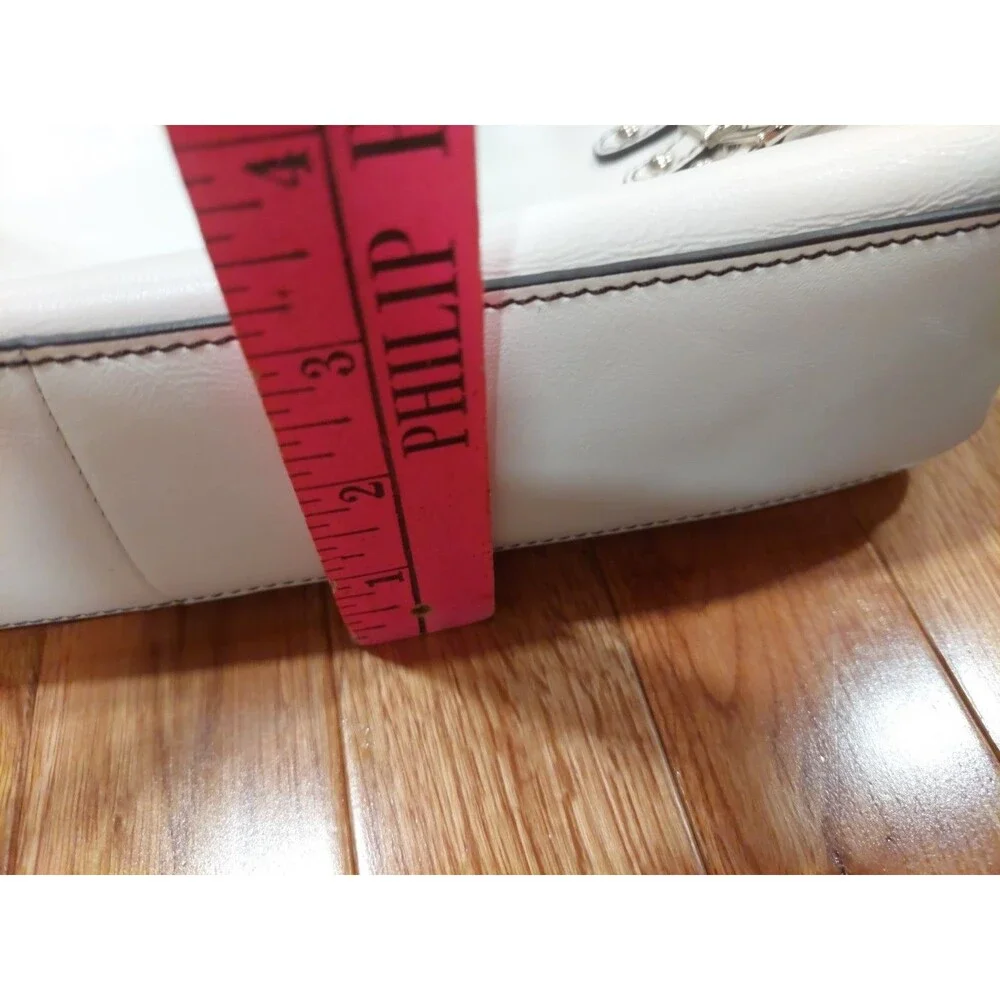 Vtg Etienne Aigner White Leather Shoulder Bag Silver Tone Hardware